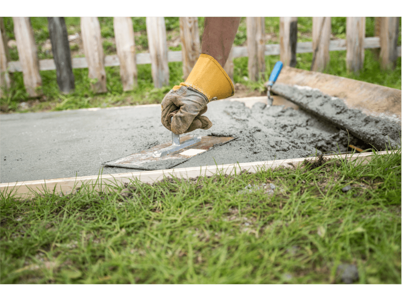 Pouring of concrete base