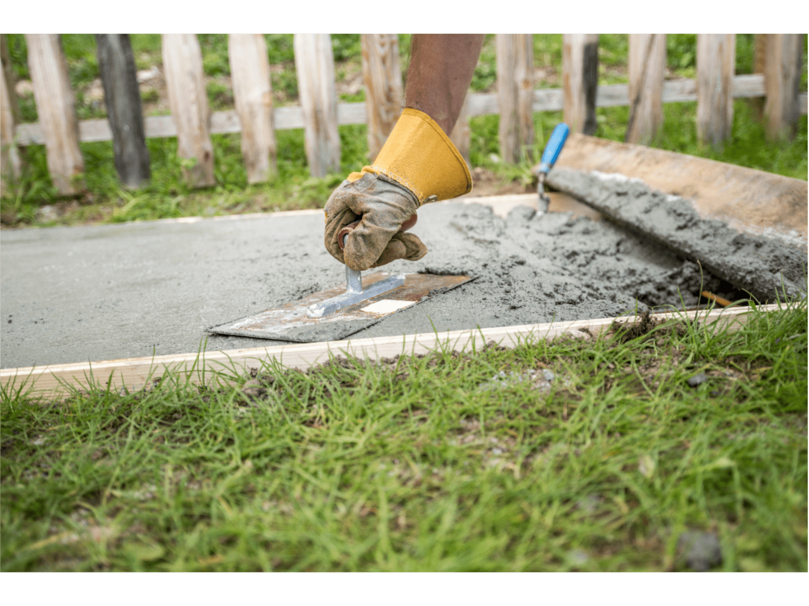 Pouring of concrete base