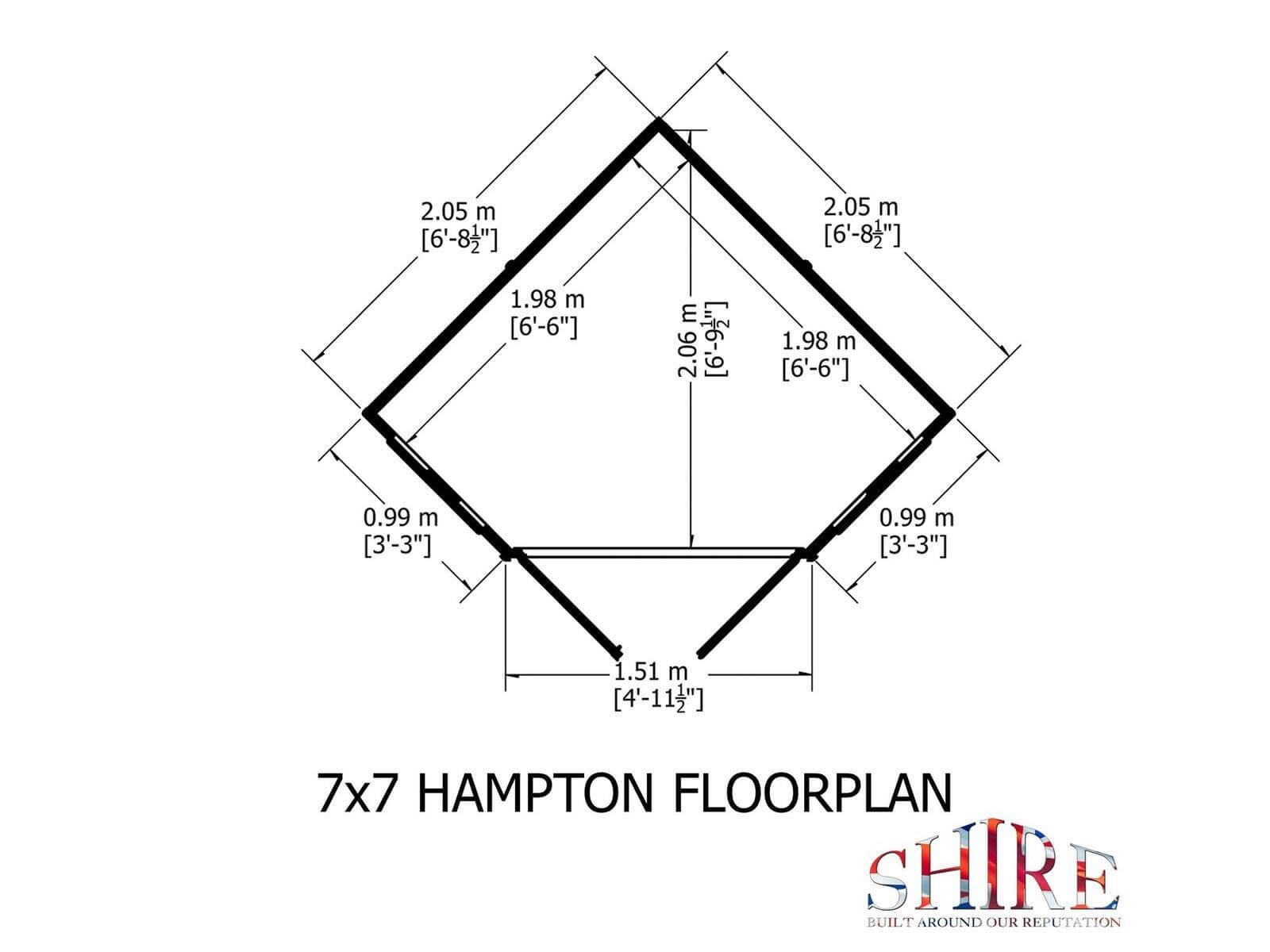 Shire Hampton Shiplap Corner Wooden Summerhouse 7 x 7