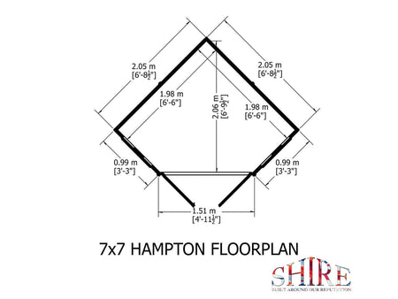 Shire Hampton Shiplap Corner Wooden Summerhouse 7 x 7