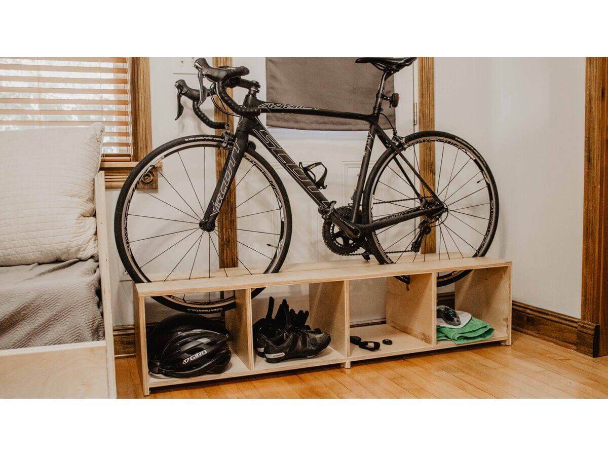 DIY at home back rack with bike on top