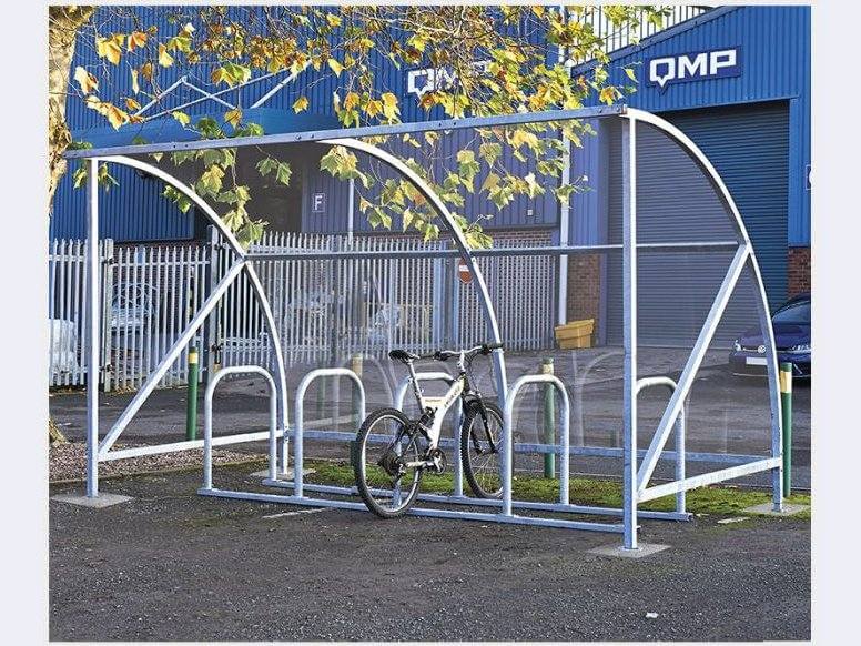 Dudley Bike Shelter QMP Galvanised + Perspex Panels - H.2230 W.2000 D.2150mm Powder Coated + Perspex Panels 