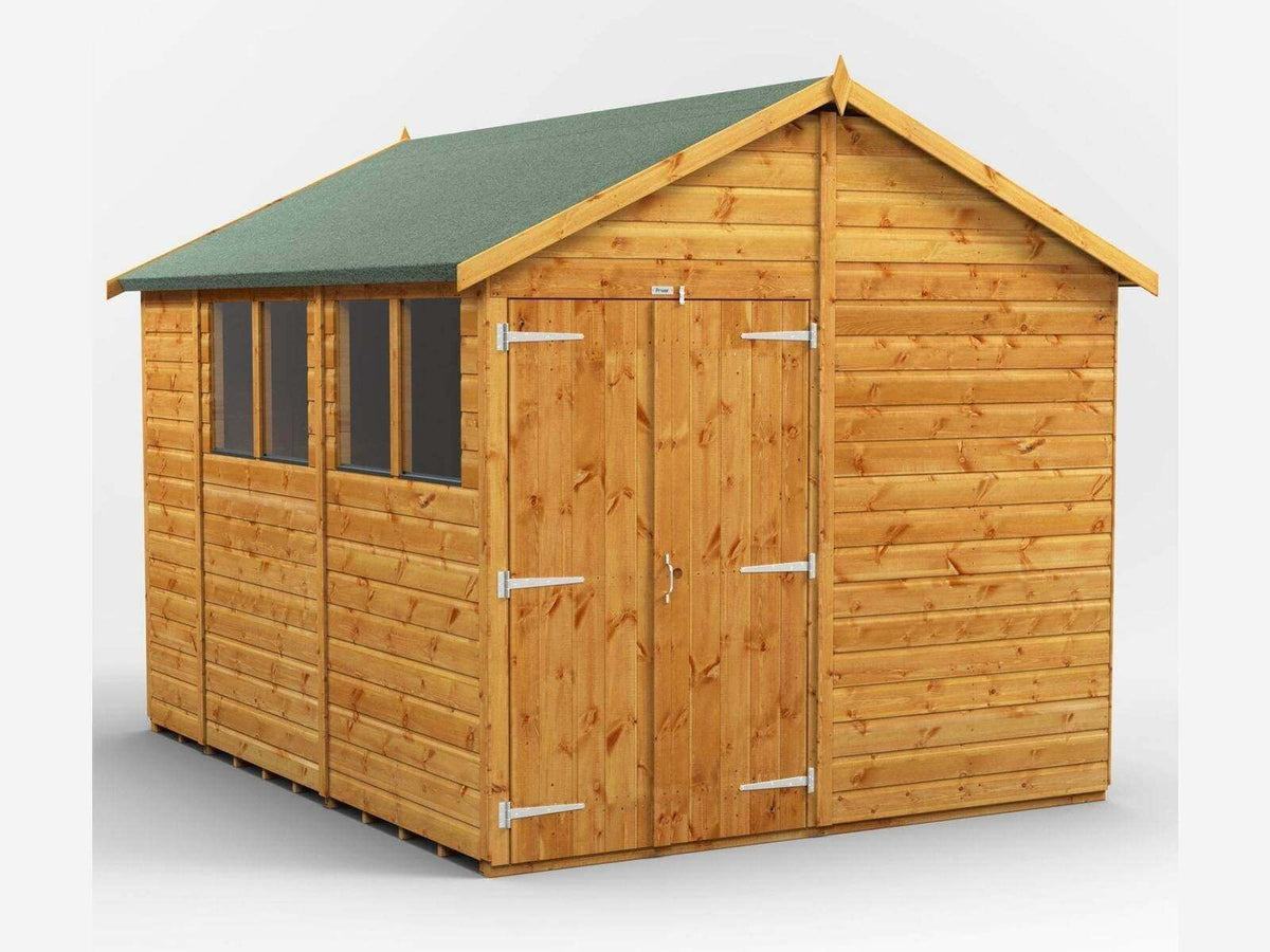 Power Apex Wooden Shed 10x10 Double Door with Windows