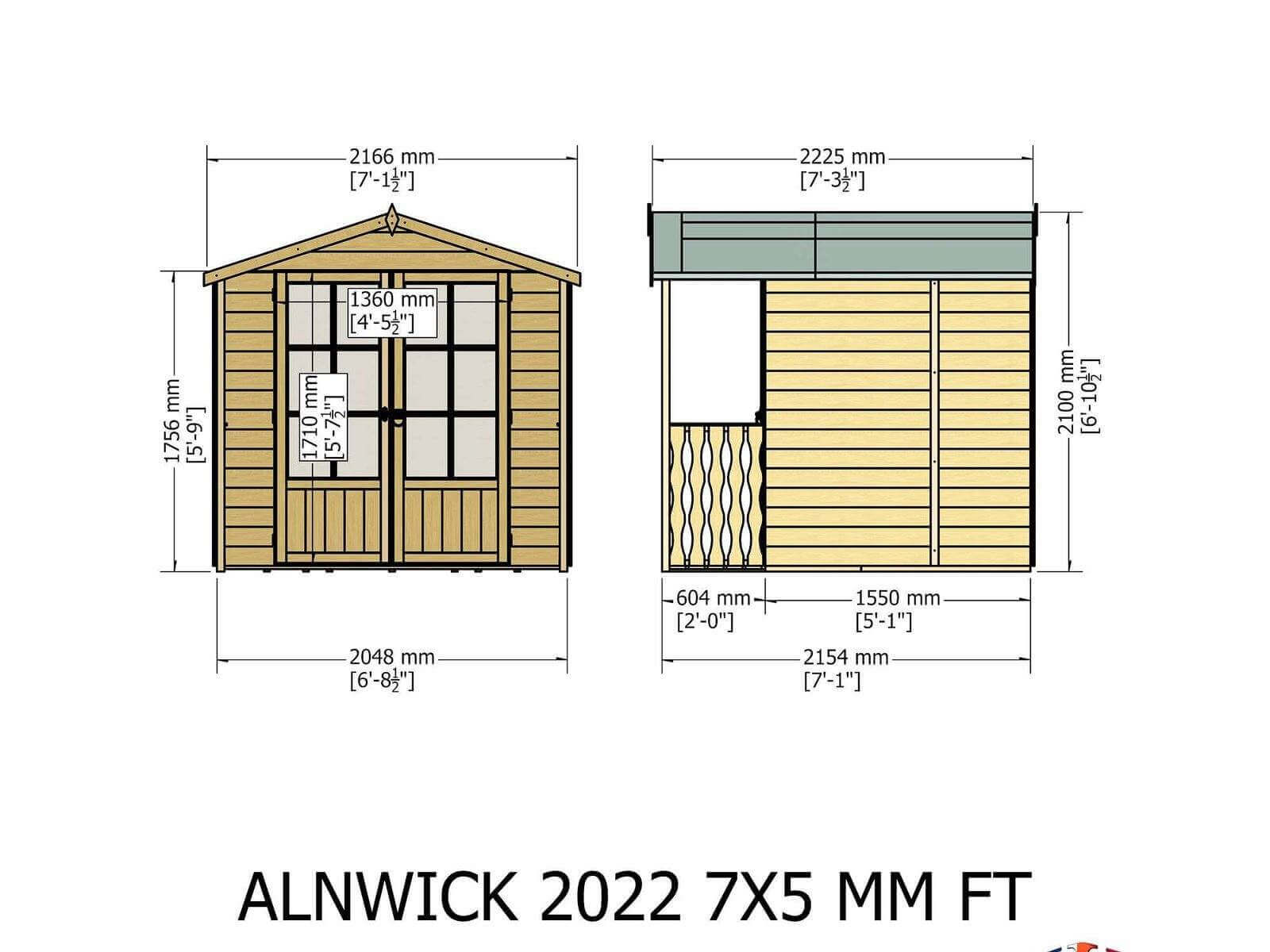Shire Alnwick Shiplap Wooden Summerhouse 7 x 7