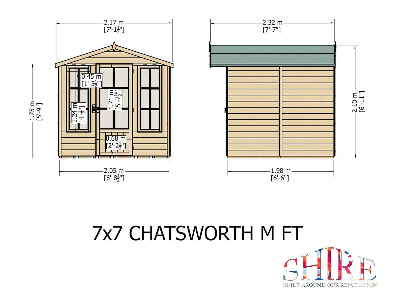 Shire Chatsworth Shiplap Apex Wooden Summerhouse 7 x 7