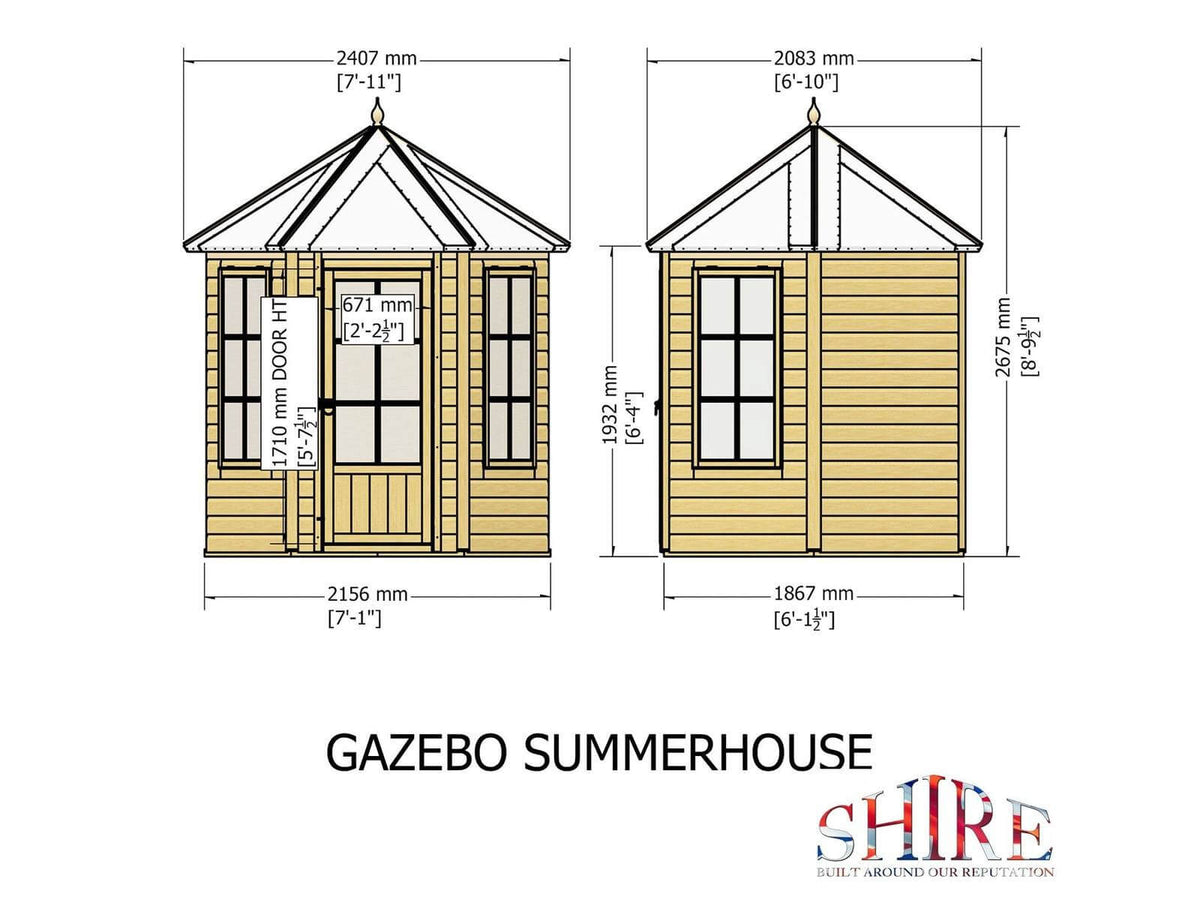 Shire Gazebo Shiplap Corner Wooden Summerhouse 6 x 6