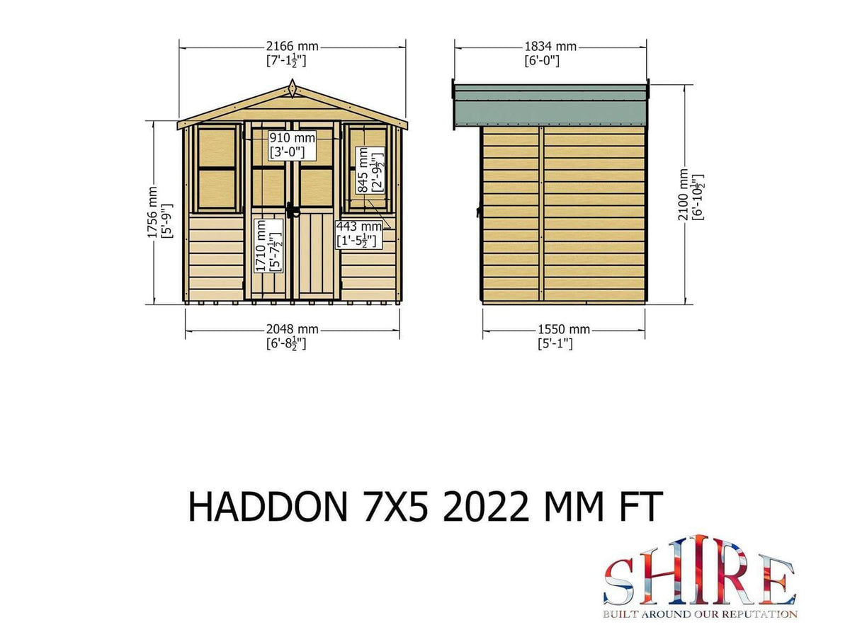 Shire Haddon Shiplap Apex Wooden Summerhouse 7 x 5