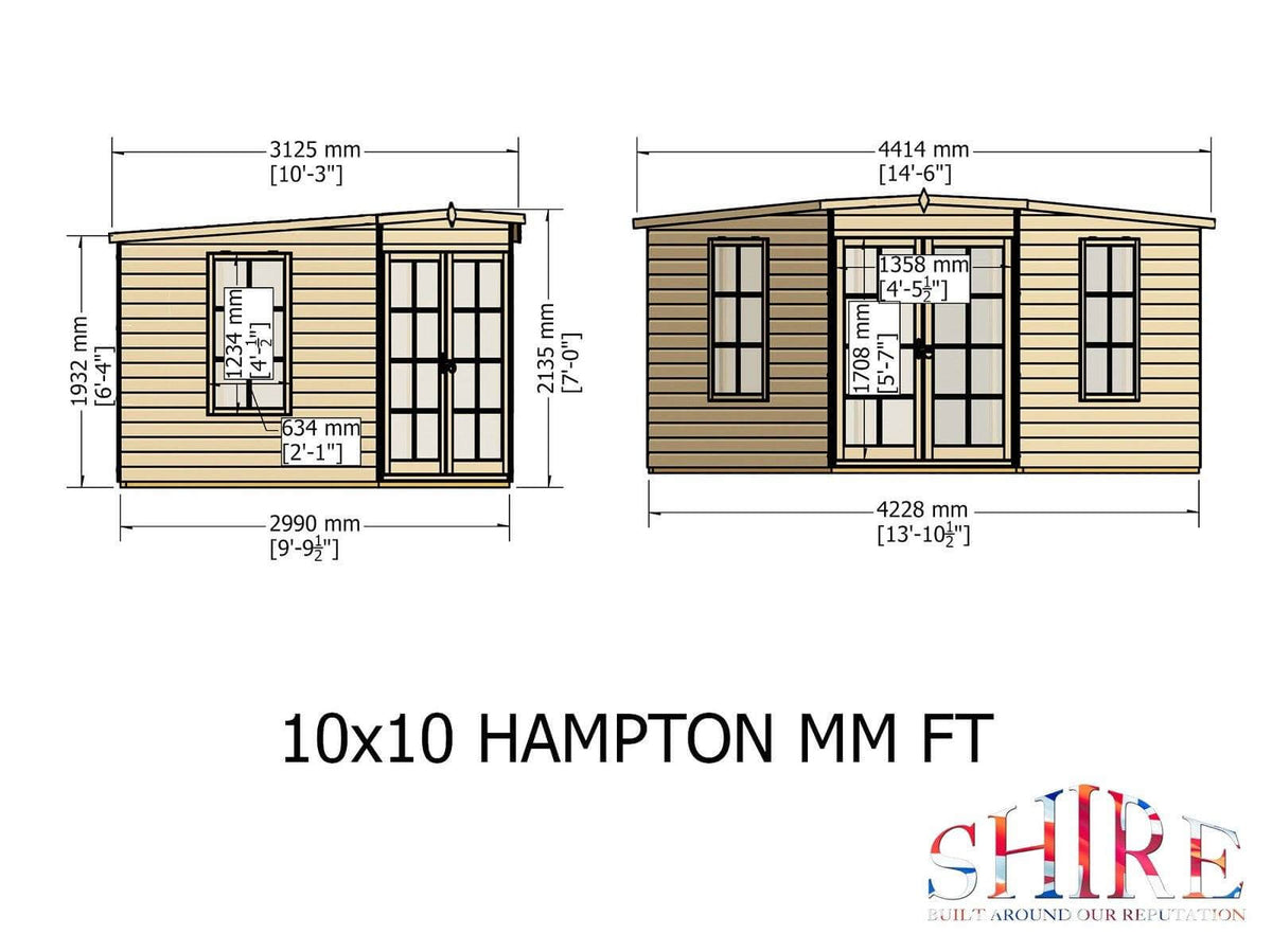 Shire Hampton Shiplap Corner Wooden Summerhouse 10 x 10