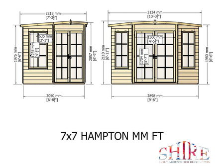 Shire Hampton Shiplap Corner Wooden Summerhouse 7 x 7