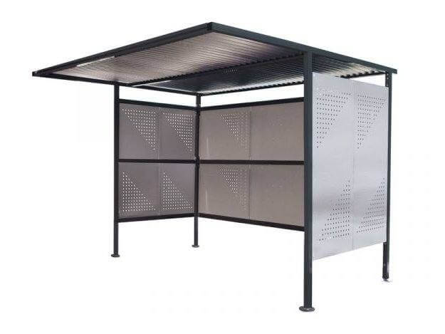Traditional Bike Shelter QMP Perforated Sides Closed Back - Initial - H.2180 W.3060 D.2500mm Perforated Sides Closed Back - Initial - H.2180 W.2450 D.2500mm