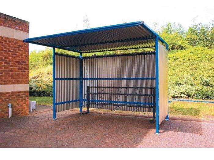 Traditional Bike Shelter QMP Galvanised Sides Closed Back - Initial - H.2180 W.2450 D.2500mm Galvanised Sides Closed Back - Initial - H.2180 W.2450 D.1900mm
