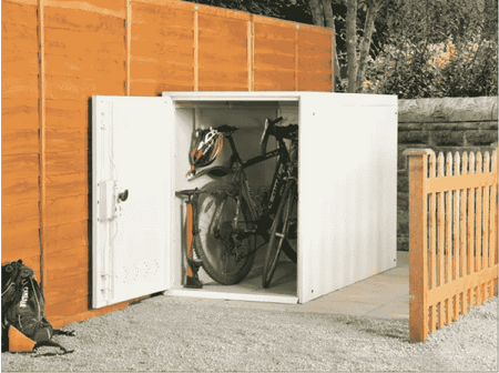 Asgard Bike Storage Shed x2 In Ivory Open Doors