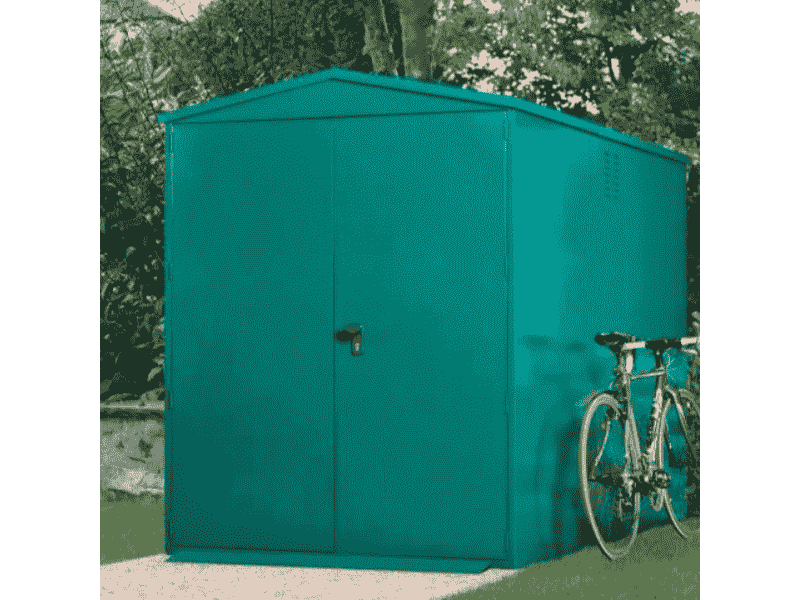 Asgard Bike Storage Shed x6 In Green Front View