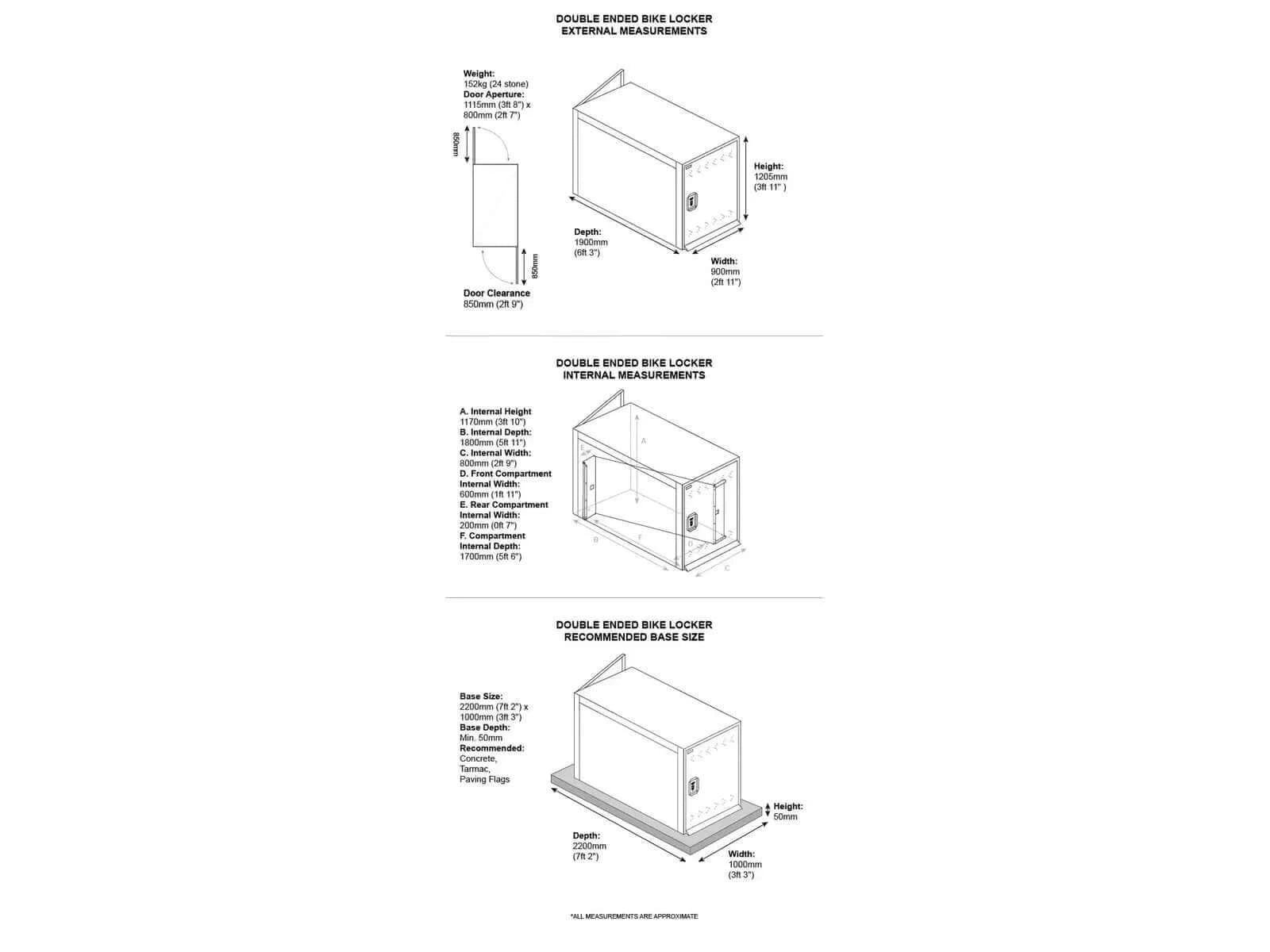 Asgard Double Ended Bike Shed Dimensions 