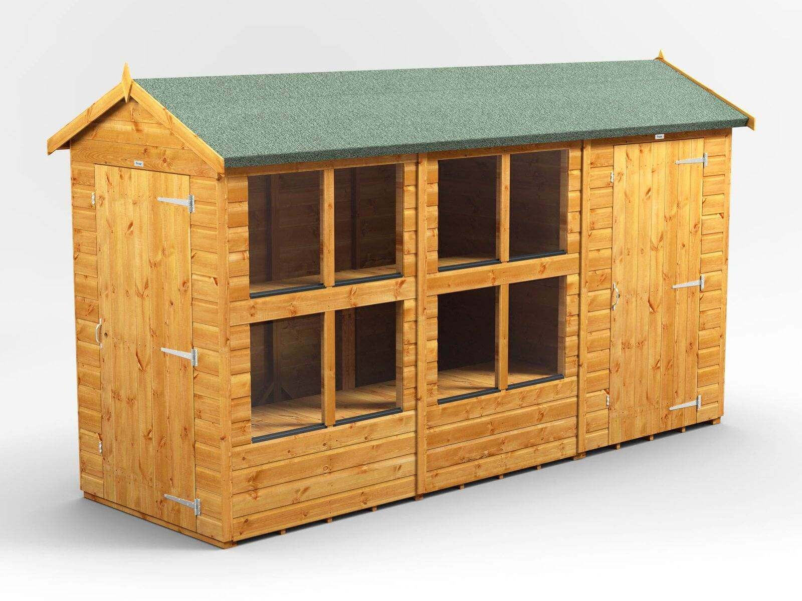 Power Apex Wooden Potting Shed Combi Various Sizes Shed Sizes: 12x4 (includes 4ft Side Store)