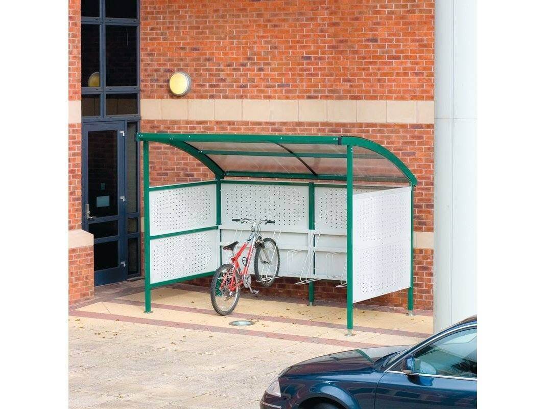 Premier Bike Shelter QMP Perforated - Extension - H.2320 W.3000 D.2100mm Perforated - Initial - H.2320 W.3000 D.2100mm